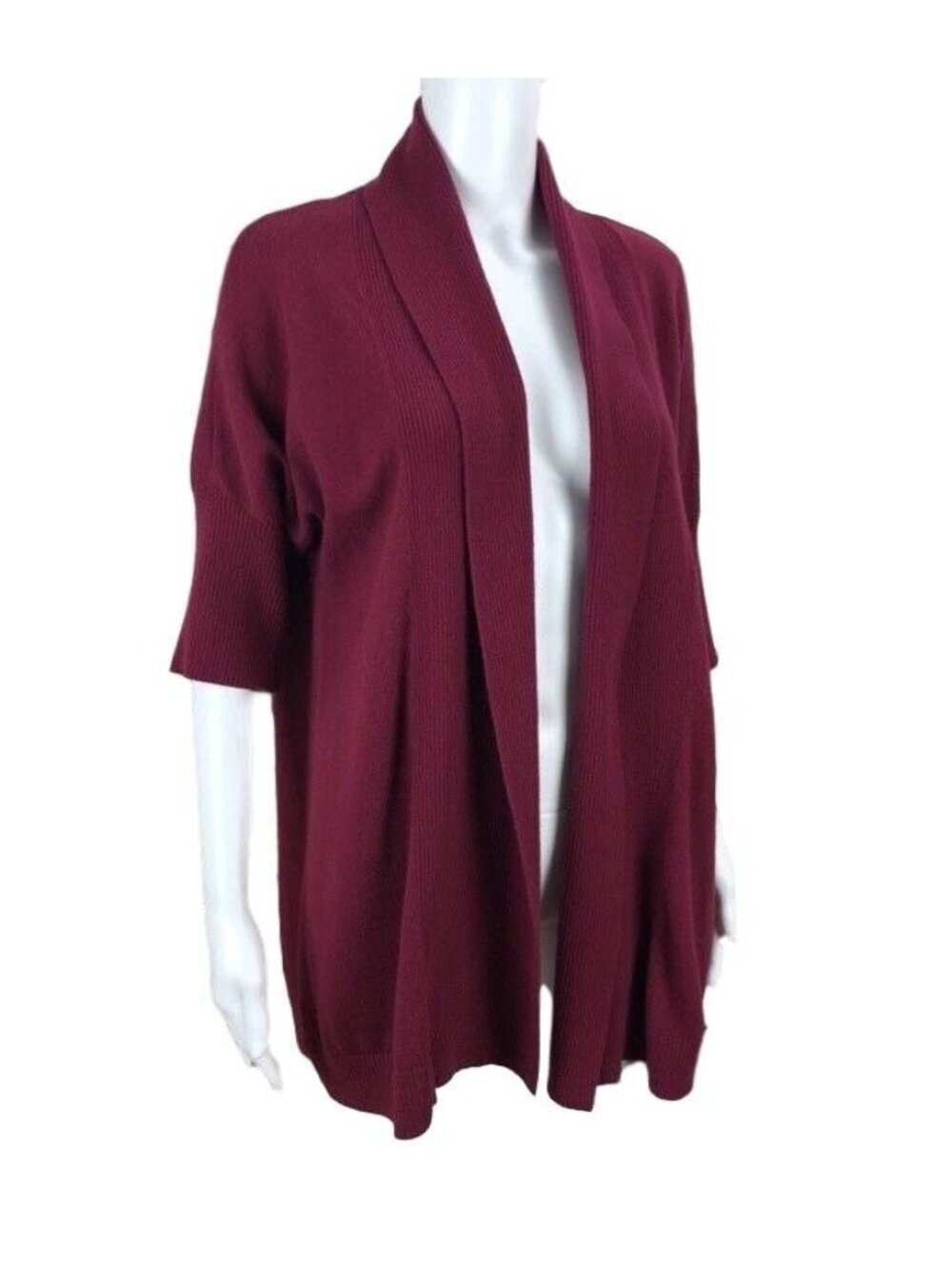 Chicos Cardigan Size 2 Sweater Angora Blend Open Front Cranberry  EUC